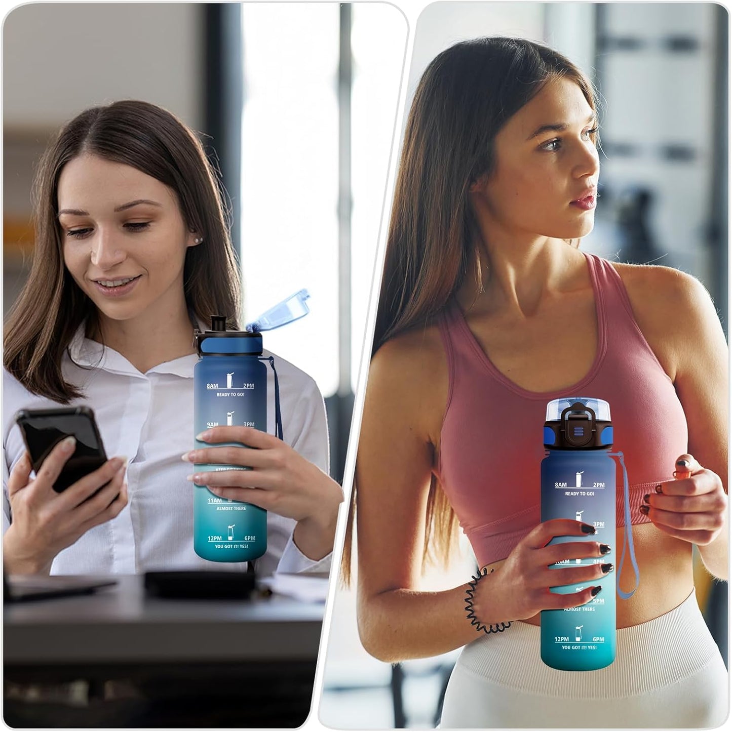 Bouteille D’Eau Sport 1L, , Gourde Avec Filtre, Bouteille Motivation Avec Marqueur De Temps, Gourde Motivation, Étanche Et Réutilisable, Pour Adulte, Voyage, L'École, Bureau, Course À Pied, Gym