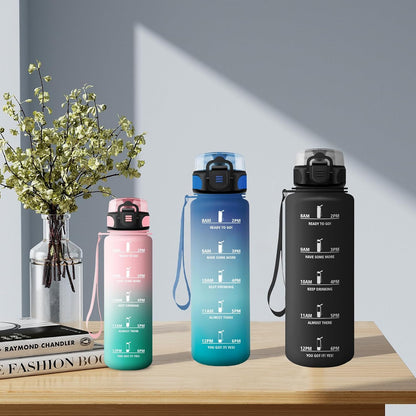 Bouteille D’Eau Sport 1L, , Gourde Avec Filtre, Bouteille Motivation Avec Marqueur De Temps, Gourde Motivation, Étanche Et Réutilisable, Pour Adulte, Voyage, L'École, Bureau, Course À Pied, Gym